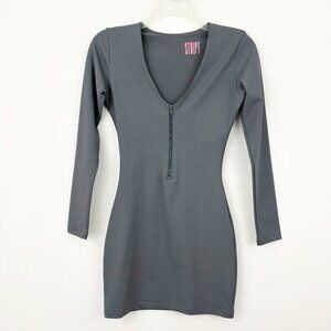 NWT Stript Cedes Mini Dress Size M Gray Stretch Bodycon Sexy Party